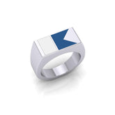 International Diver's Down Dive Flag Silver Ring TR1909 - Rings