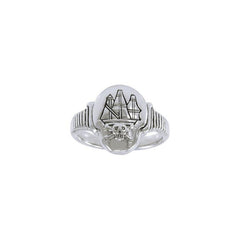 Jolly Roger Ship T Sterling Silver Ring TR3662 - Rings