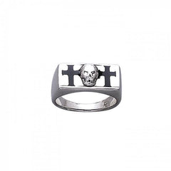 The Raleigh Skull and Cross Sterling Silver Ring TR3676 - Rings