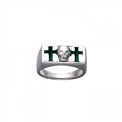 The Raleigh Skull and Cross Sterling Silver Ring TR3676 - Rings