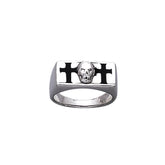 The Raleigh Skull and Cross Sterling Silver Ring TR3676 - Rings