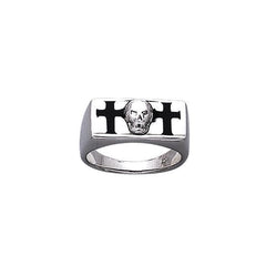 The Raleigh Skull and Cross Sterling Silver Ring TR3676 - Rings