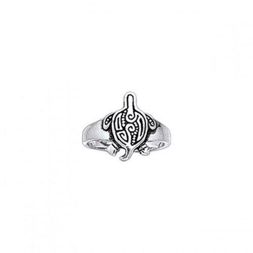 Aboriginal Turtle Silver Toe Ring - DiveSilver Jewelry
