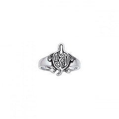 Aboriginal Turtle Silver Toe Ring - DiveSilver Jewelry