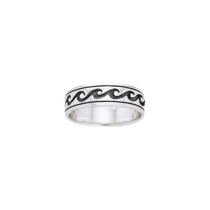 Ocean Waves Sterling Silver Ring TR513 - Rings