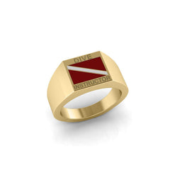 Dive Instructor Solid Gold Ring GRI087 - DiveSilver Jewelry