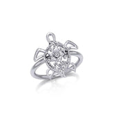 One meaningful step at a time Silver Sea Turtle Filigree Ring TRI1792 - ring
