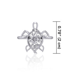 One meaningful step at a time Silver Sea Turtle Filigree Ring TRI1792 - ring