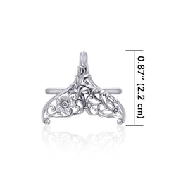 The graceful tale Silver Whale Tail Filigree Ring TRI1793 - ring