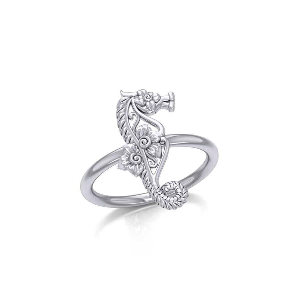 A touch of whimsical sea vibe Silver Seahorse Filigree Ring TRI1794 - ring