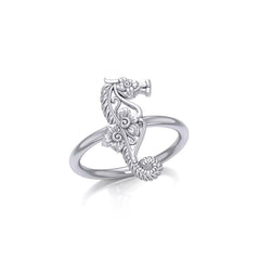 A touch of whimsical sea vibe Silver Seahorse Filigree Ring TRI1794 - ring