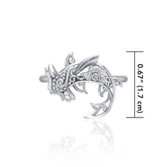 Swim through the endless journey Silver Hammerhead Shark Filigree Ring TRI1796 - ring