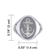 Classic Anchor Silver Signet Men Ring TRI1962 - Ring