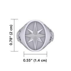 Compass Silver Signet Men Ring TRI1964 - Ring