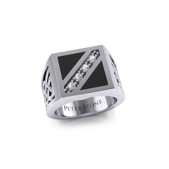 The Flag with Celtic Silver Signet Men Ring TRI1981 - Ring