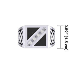 The Flag with Celtic Silver Signet Men Ring TRI1981 - Ring