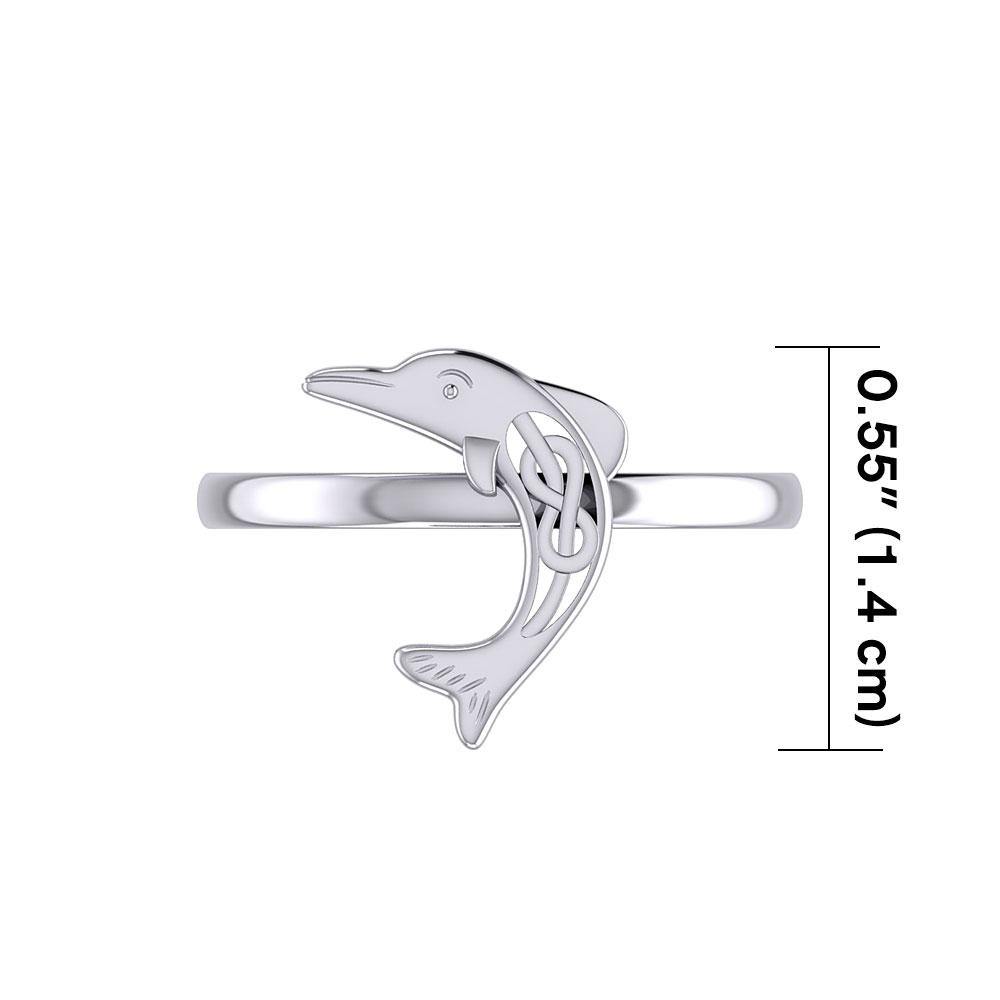 Celtic Joyful Dolphin Sterling Silver Ring TRI2164 - Ring