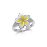 Plumeria - Hawaii National Flower Silver Enamel Ring TRI2315 - DiveSilver Jewelry
