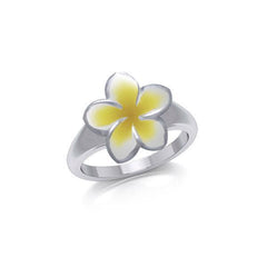 Plumeria - Hawaii National Flower Silver Enamel Ring TRI2315 - DiveSilver Jewelry