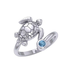 Sea Turtle Sterling Silver with Gemstone TRI2344 - DiveSilver Jewelry