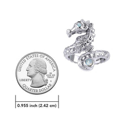 Seahorse with Gemstone Silver Wrap Ring TRI2443 - DiveSilver Jewelry