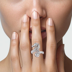 Seahorse with Gemstone Silver Wrap Ring TRI2443 - DiveSilver Jewelry