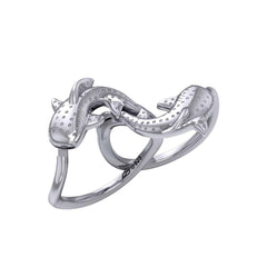 Marine Harmony Sterling Silver Whale Sharks Puzzle Ring by Peter Stone TRI2471 - DiveSilver Jewelry