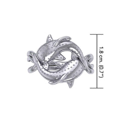 Marine Harmony Sterling Silver Whale Sharks Puzzle Ring by Peter Stone TRI2471 - DiveSilver Jewelry