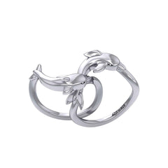Oceanic Bonds Sterling Silver Friendly Dolphins Puzzle Ring by Peter Stone TRI2472 - DiveSilver Jewelry