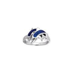 Twin Dolphins Sterling Silver Ring TRI250 - Rings