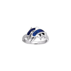 Twin Dolphins Sterling Silver Ring TRI250 - Rings