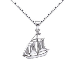 Sail as Far as the Majestic Schooner ~ Sterling Silver Jewelry Necklace TSE692 - Pendants