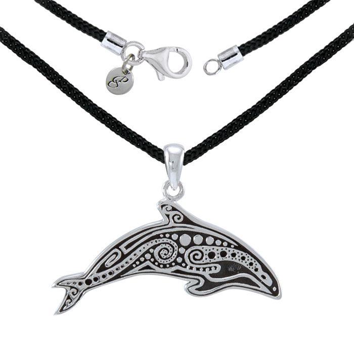 Orca Whales Pendant and Cord Set TSE694 - Sets