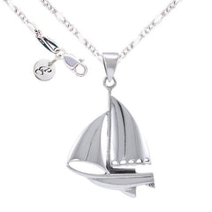 Sail Boat Silver Necklace Set TSE695 - Sets