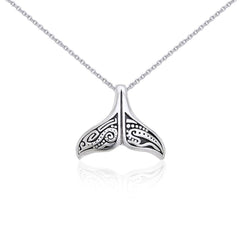 Silver Aboriginal Whale Tail Pendant and Chain Set TSE747 - Set