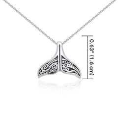 Silver Aboriginal Whale Tail Pendant and Chain Set TSE747 - Set
