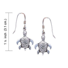 Sea Turtle Carrings Sterling Silver Hook Earring WE089 - DiveSilver Jewelry