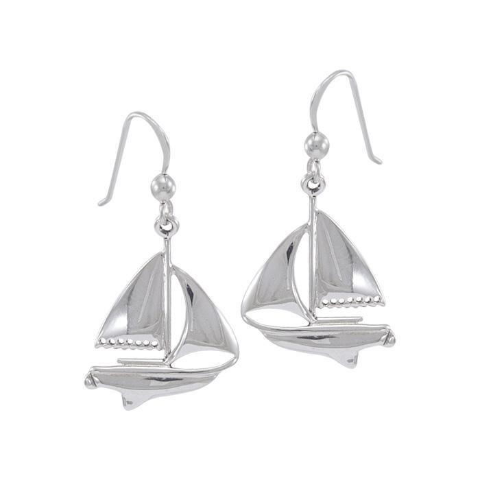Sailboat Sterling Silver Hook Earrings WE152 - Earrings