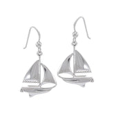 Sailboat Sterling Silver Hook Earrings WE152 - Earrings