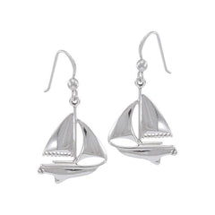 Sailboat Sterling Silver Hook Earrings WE152 - Earrings