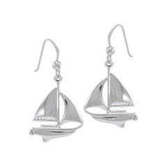 Sailboat Sterling Silver Hook Earrings WE152 - Earrings
