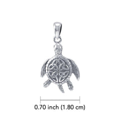 Celtic Sea Turtle 14K White Gold Pendant - DiveSilver Jewelry