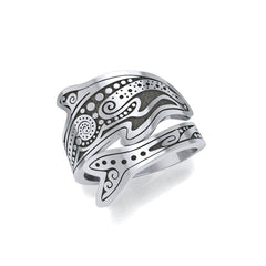 Aboriginal Dolphin Sterling Silver Spoon Ring TRI1735 - Ring