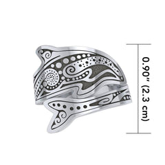 Aboriginal Dolphin Sterling Silver Spoon Ring TRI1735 - Ring