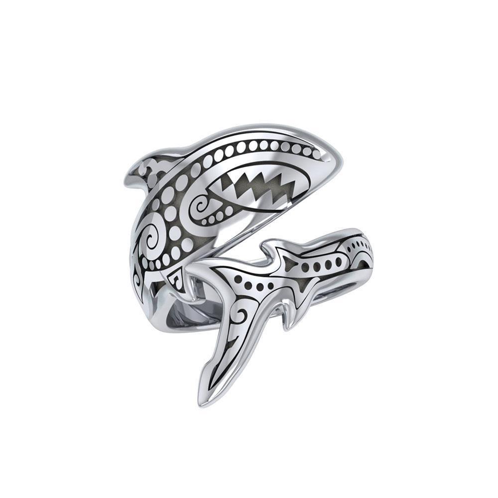 Silver Aboriginal Blue Shark Spoon Ring TRI1769 - Ring