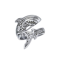 Silver Aboriginal Blue Shark Spoon Ring TRI1769 - Ring
