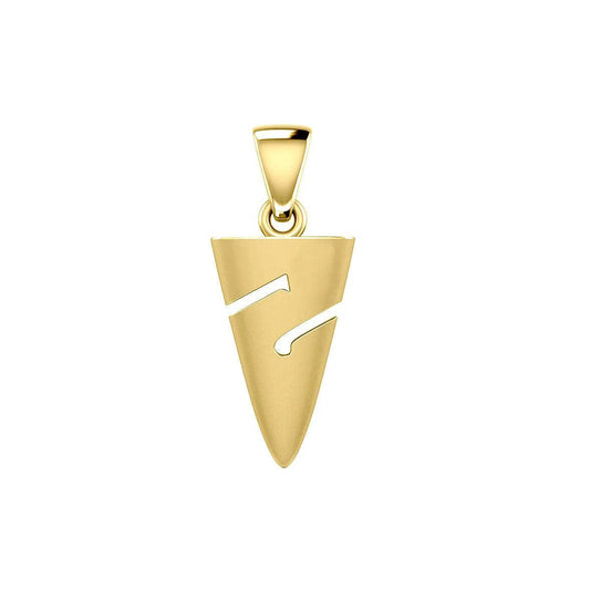 Cave Divers Line Arrow Solid Gold Pendant Jewelry