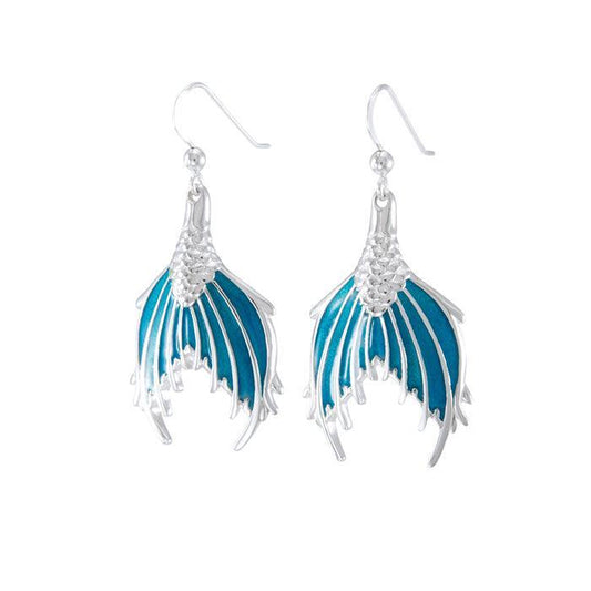 Dive into Style with Mermaid Tail Enamel Sterling Silver Earrings