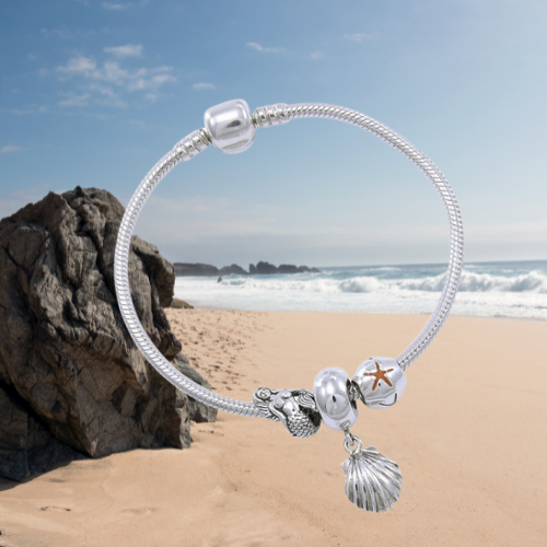 Carry the Ocean with You – Shell Sterling Silver Bead Bracelet