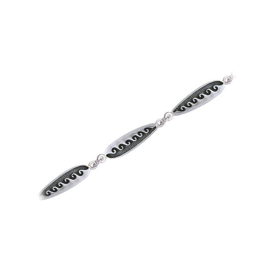 Dive into Style with Our Surf Sterling Silver Link Bracelet